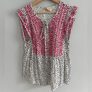 Savanna Jane Sleeveless Embroidered Dot Print Tank Top Size M